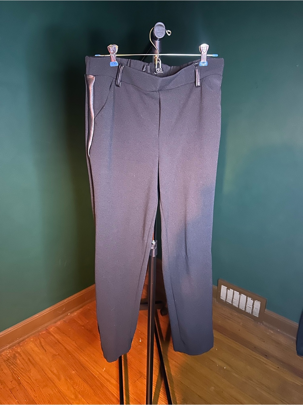 Classic Black Tuxedo-Stripe Trousers for Women